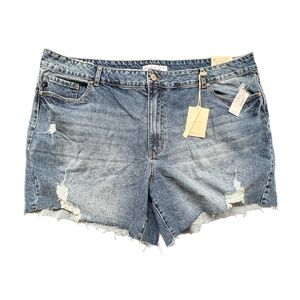 NEW Kan Can Women's Distressed High Rise Short Blue Denim Shorts - 24
